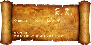 Remmert Kristóf névjegykártya